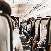 Passengers sitting on a plane