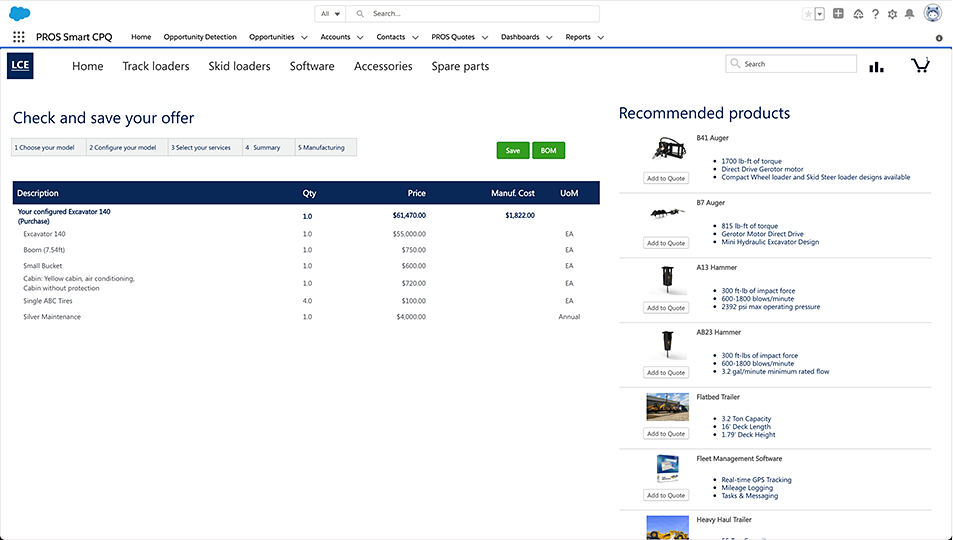 PROS Smart CPQ software - quote design management screenshot